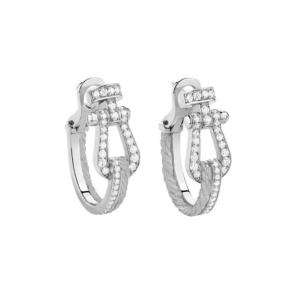Force 10 Rise Large White Gold and Diamond Pav&eacute; Hoop Earrings